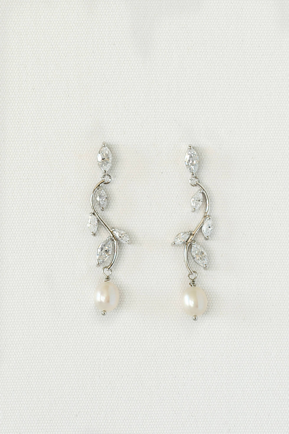 Pearl Wedding Earrings, CZ Bridal Earrings, Wedding Jewelry, Freshwater Pearl Wedding Earrings - cubic zirconia stones, freshwater pearls