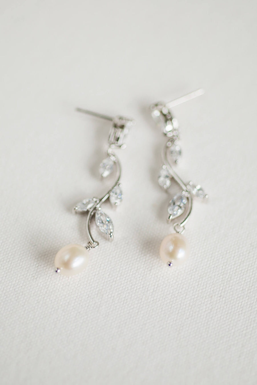 Pearl Wedding Earrings, CZ Bridal Earrings, Wedding Jewelry, Freshwater Pearl Wedding Earrings - cubic zirconia stones, freshwater pearls