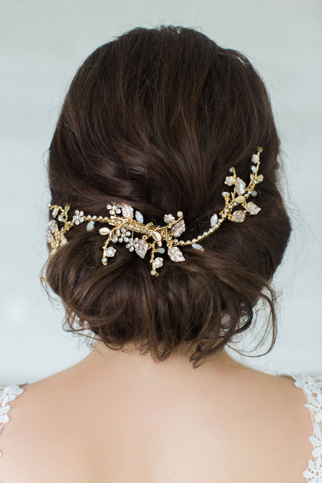 Gold Bridal Headpiece, Wedding Vine Hair Clip, Bridal Crystal Headpiece, Gold Wedding Hair Vine, Gold Twig Headpiece - crystal rhinestones, gold metal settings, alligator clip, wire, faux pearls