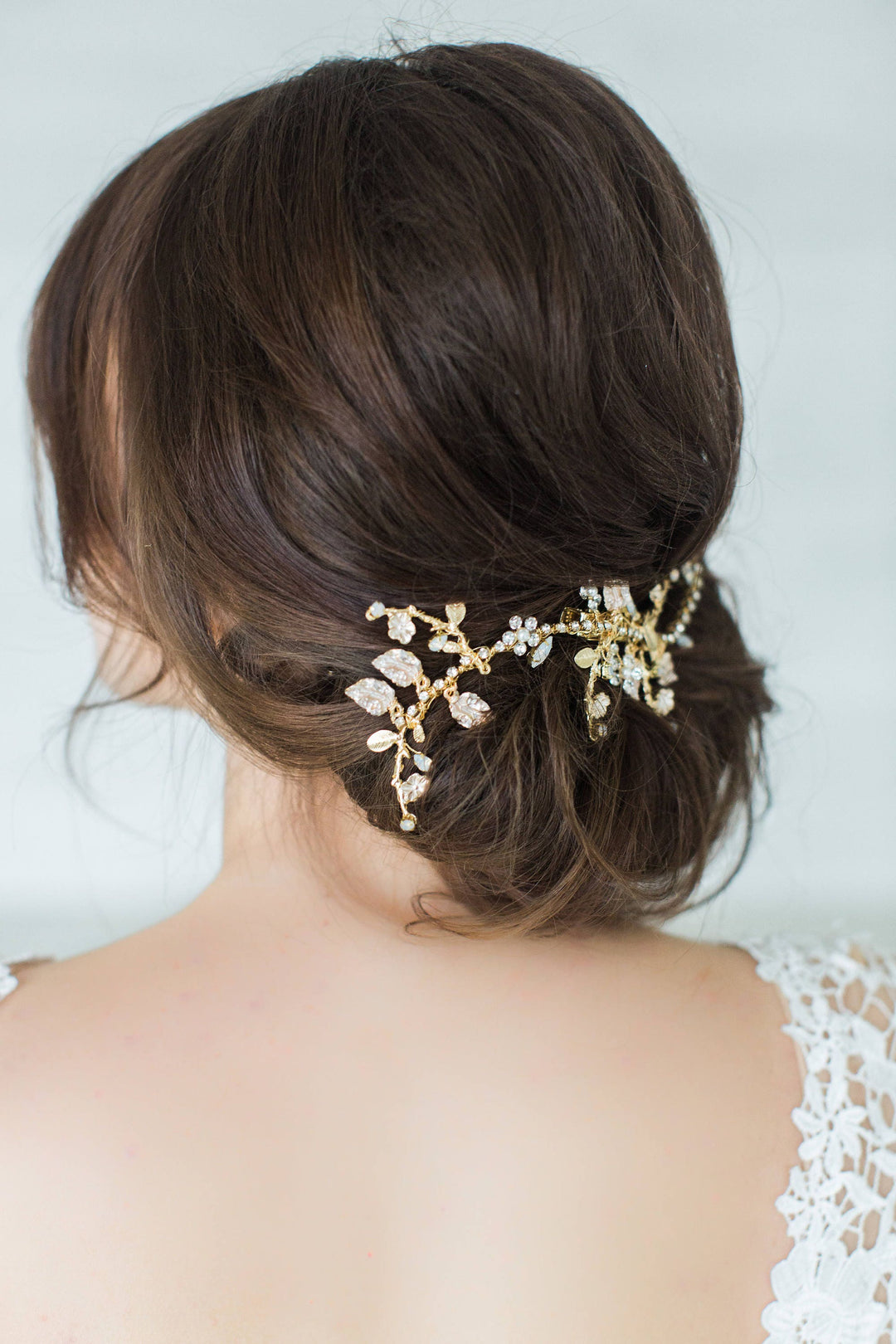 Gold Bridal Headpiece, Wedding Vine Hair Clip, Bridal Crystal Headpiece, Gold Wedding Hair Vine, Gold Twig Headpiece - crystal rhinestones, gold metal settings, alligator clip, wire, faux pearls