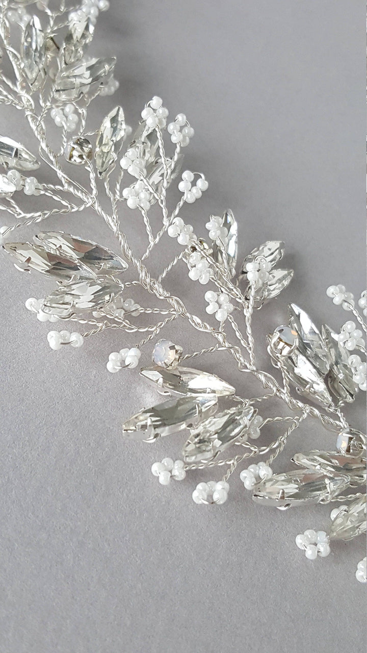 Wedding Hair Vine, Crystal Bridal Hair Vine, Bridal Hairpiece, Crystal Hair Vine, Wedding Headpiece - wire, crystals, rhinestones, metal combs, seed beads