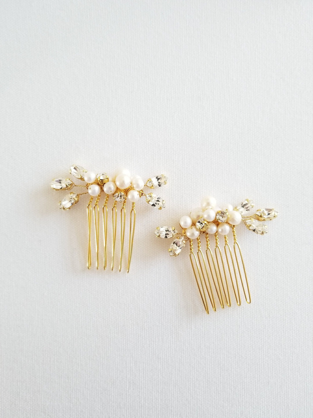 Wedding Hair Comb, Gold Freshwater Pearl Bridal Hair Comb, Silver Small Pearl Hair Comb - freshwater pearls, wire, metal comb, crystal rhinestones