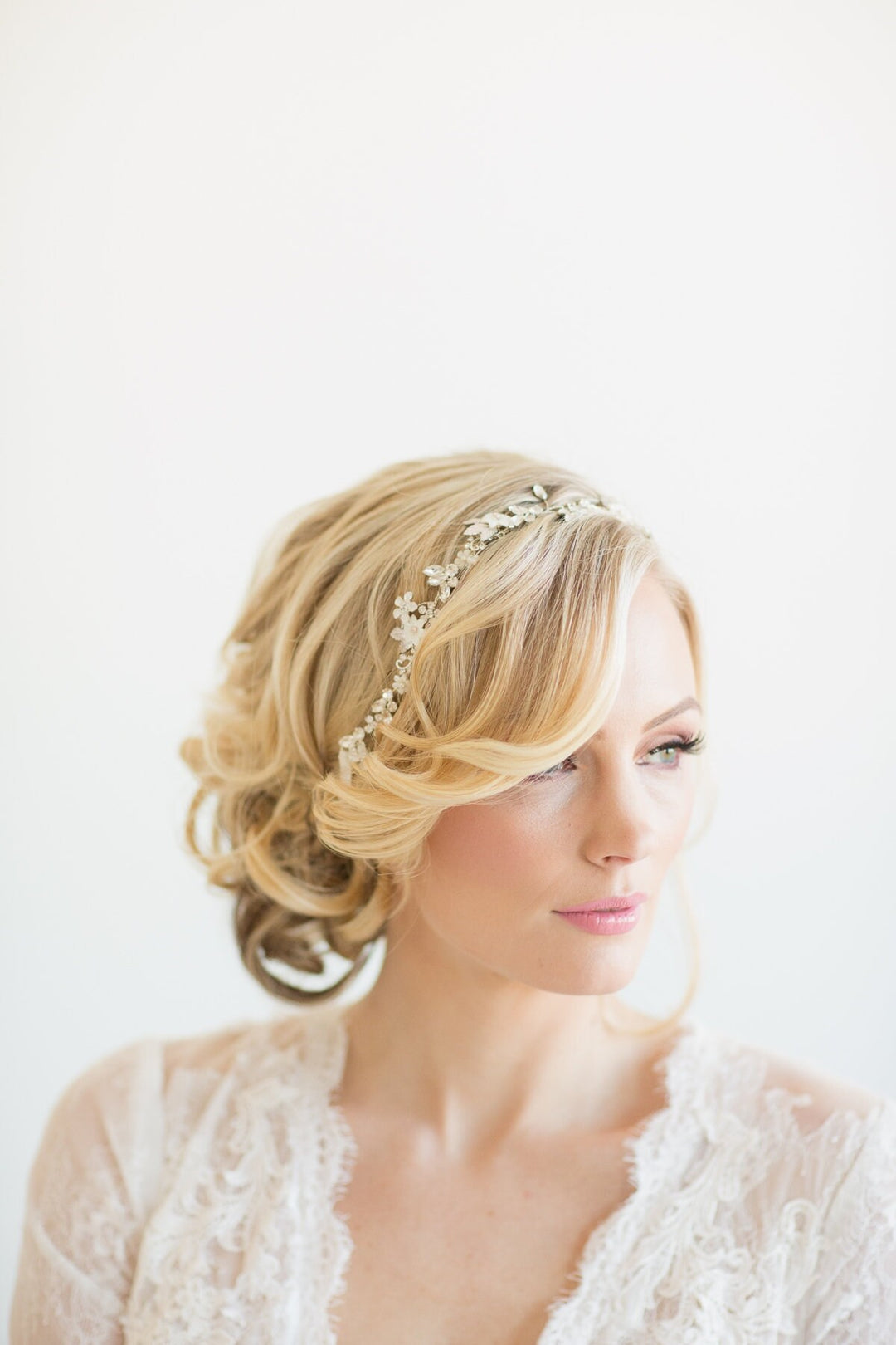 Wedding Floral Hair Vine, Silver Wedding Hair Vine, Gold Bridal Headpiece, Boho Headpiece, Bridal Hairpiece, Floral Wedding Hair Accessory - wire, crystal rhinestones, double sided ribbon, crystals, freshwater pearls, shell flowers, metal components, metal flowers, metal leaves