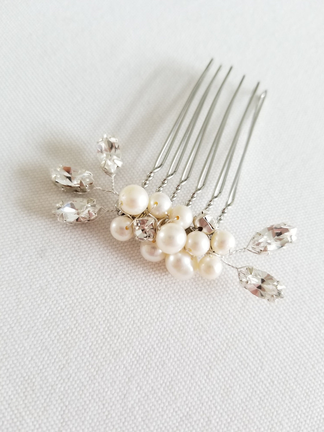 Wedding Hair Comb, Gold Freshwater Pearl Bridal Hair Comb, Silver Small Pearl Hair Comb - freshwater pearls, wire, metal comb, crystal rhinestones