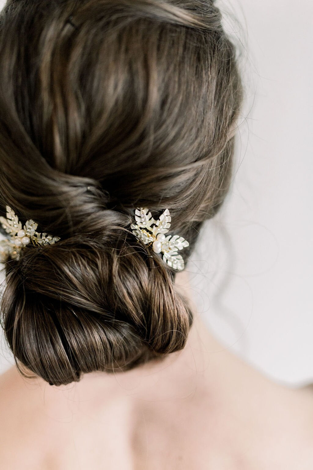 Wedding Hair Comb Set, Gold Leaf Pearl Bridal Combs, Gold Leaf Wedding Headpiece - wire, rhinestones, metal components, metal comb, freshwater pearls