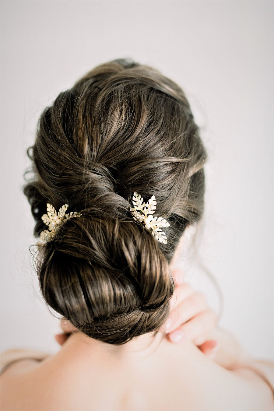 Wedding Hair Comb Set, Gold Leaf Pearl Bridal Combs, Gold Leaf Wedding Headpiece - wire, rhinestones, metal components, metal comb, freshwater pearls