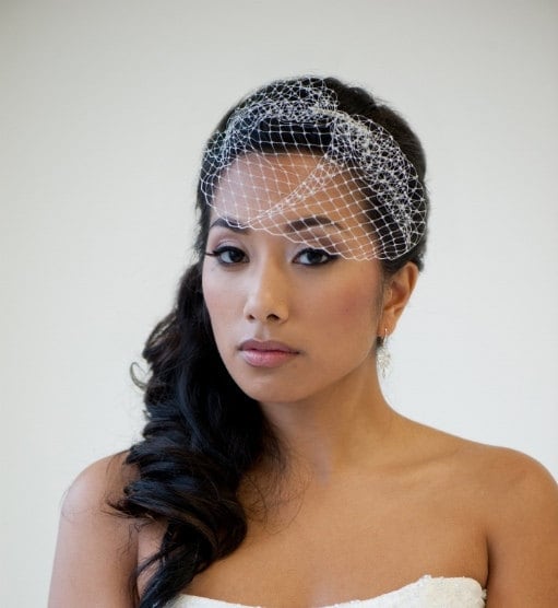 Small Birdcage Veil, Wedding Birdcage Veil, Short Bridal Veil, 7 Inch Bird Cage Veil, Small Veil For Bride - metal comb, thread, veil netting