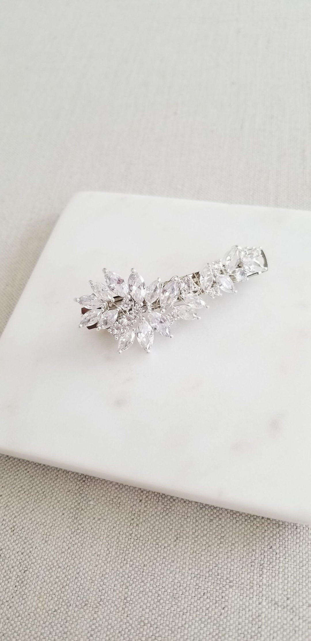 Crystal Bridal Hair Clip, Cubic Zirconia Hair Clip for Bride, Small Wedding Hair Barrette, Small Crystal Wedding Hair Accessory - wire, barrette clip, cubic zirconias