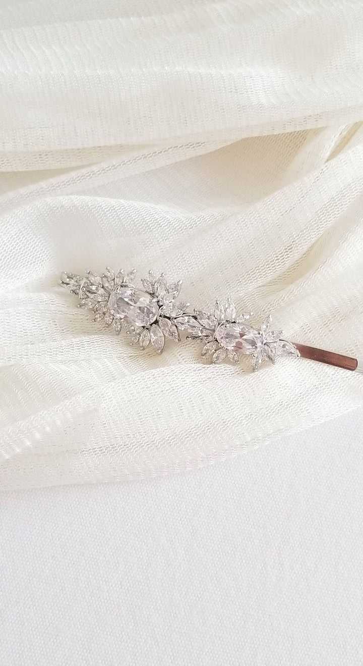 Wedding Hair Clip, Wedding Hair Accessory, CZ Bridal Hair Clip, Crystal Hair Pin, CZ Wedding Bobby Pin - silver toned components, wire, cubic zirconias, hair clip