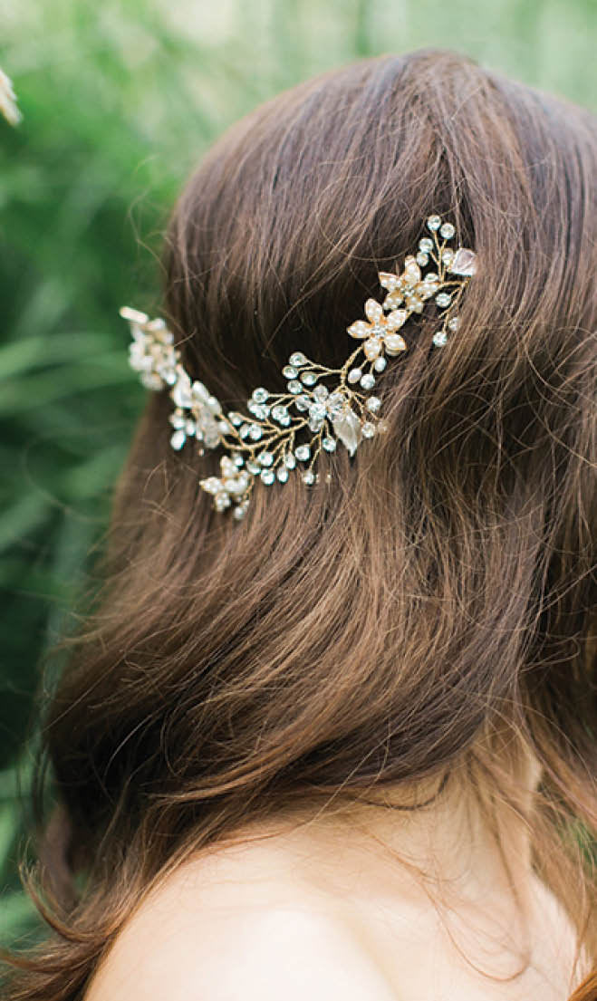 Wedding Floral Hair Vine, Flower Hair Vine, Bridal Hairpiece, Pearl Crystal Hair Vine, Wedding Headpiece - wire, crystals, rhinestones, pearl flowers, metal leaves, metal combs, faux pearls