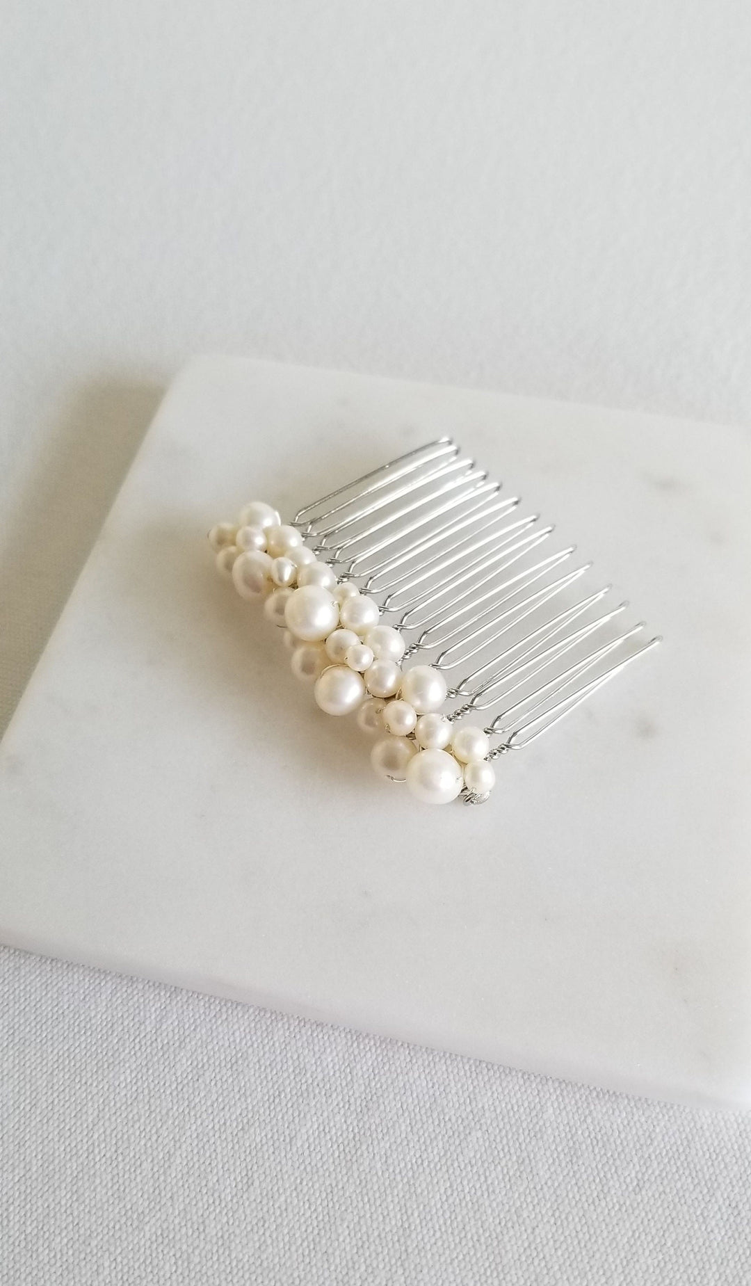 Freshwater Pearl Wedding Hair Comb, Small Pearl Crystal Bridal Hair Comb, Pearl Hair Comb for Bride - freshwater pearls, wire, metal comb