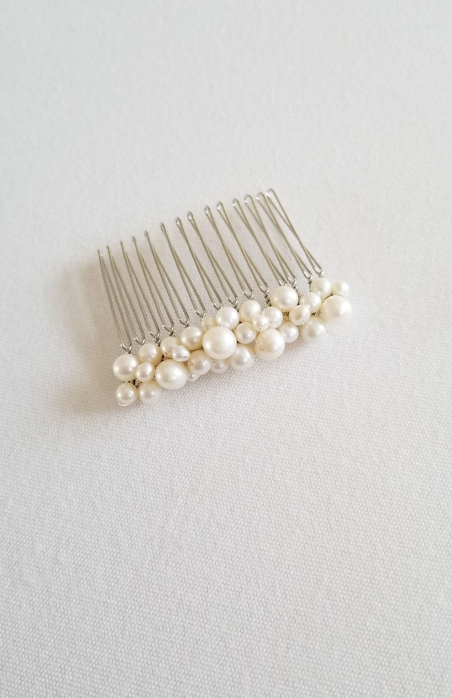 Freshwater Pearl Wedding Hair Comb, Small Pearl Crystal Bridal Hair Comb, Pearl Hair Comb for Bride - freshwater pearls, wire, metal comb