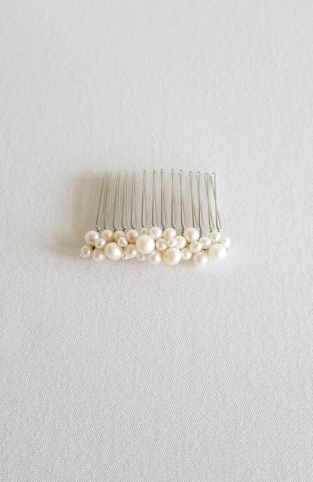 Freshwater Pearl Wedding Hair Comb, Small Pearl Crystal Bridal Hair Comb, Pearl Hair Comb for Bride - freshwater pearls, wire, metal comb