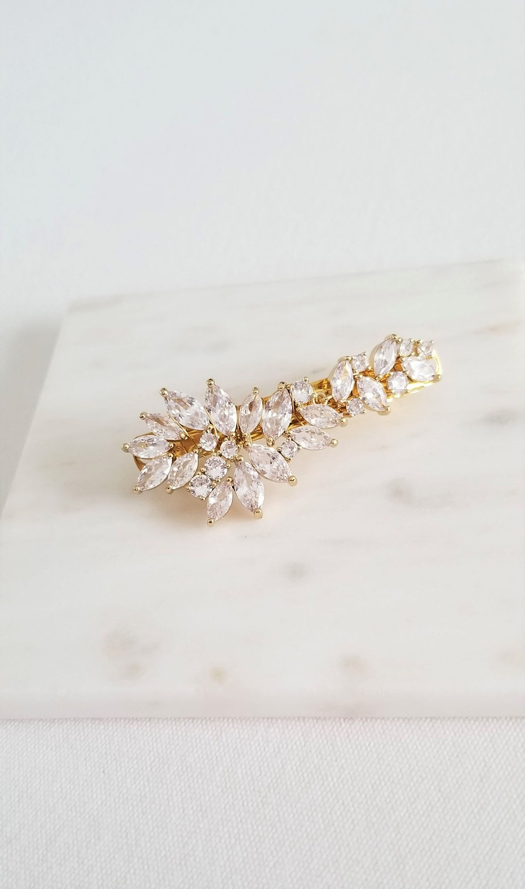 Crystal Bridal Hair Clip, Cubic Zirconia Hair Clip for Bride, Small Wedding Hair Barrette, Small Crystal Wedding Hair Accessory - wire, barrette clip, cubic zirconias