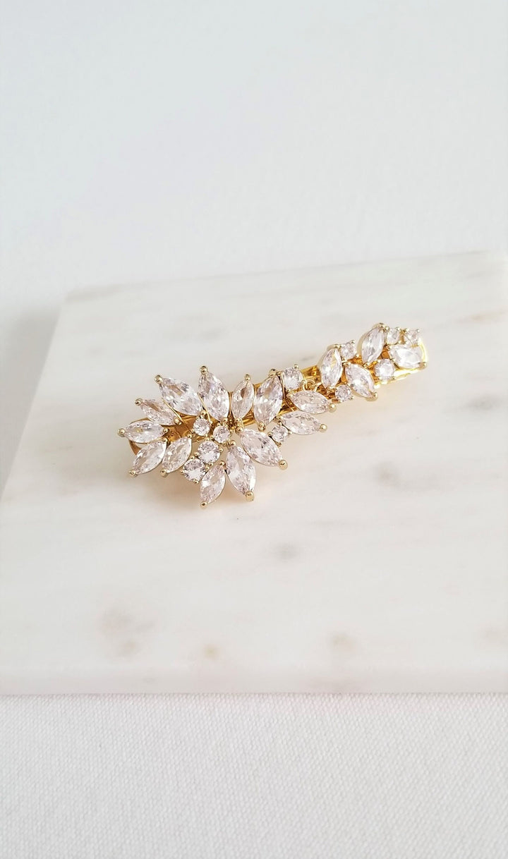 Crystal Bridal Hair Clip, Cubic Zirconia Hair Clip for Bride, Small Wedding Hair Barrette, Small Crystal Wedding Hair Accessory - wire, barrette clip, cubic zirconias