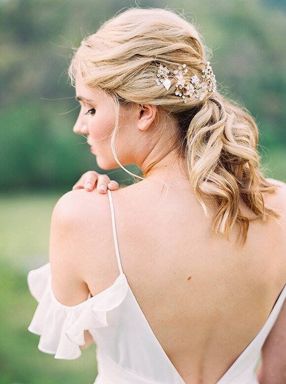 Wedding Floral Hair Vine, Flower Hair Vine, Bridal Hairpiece, Pearl Crystal Hair Vine, Wedding Headpiece - wire, crystals, rhinestones, pearl flowers, metal leaves, metal combs, faux pearls