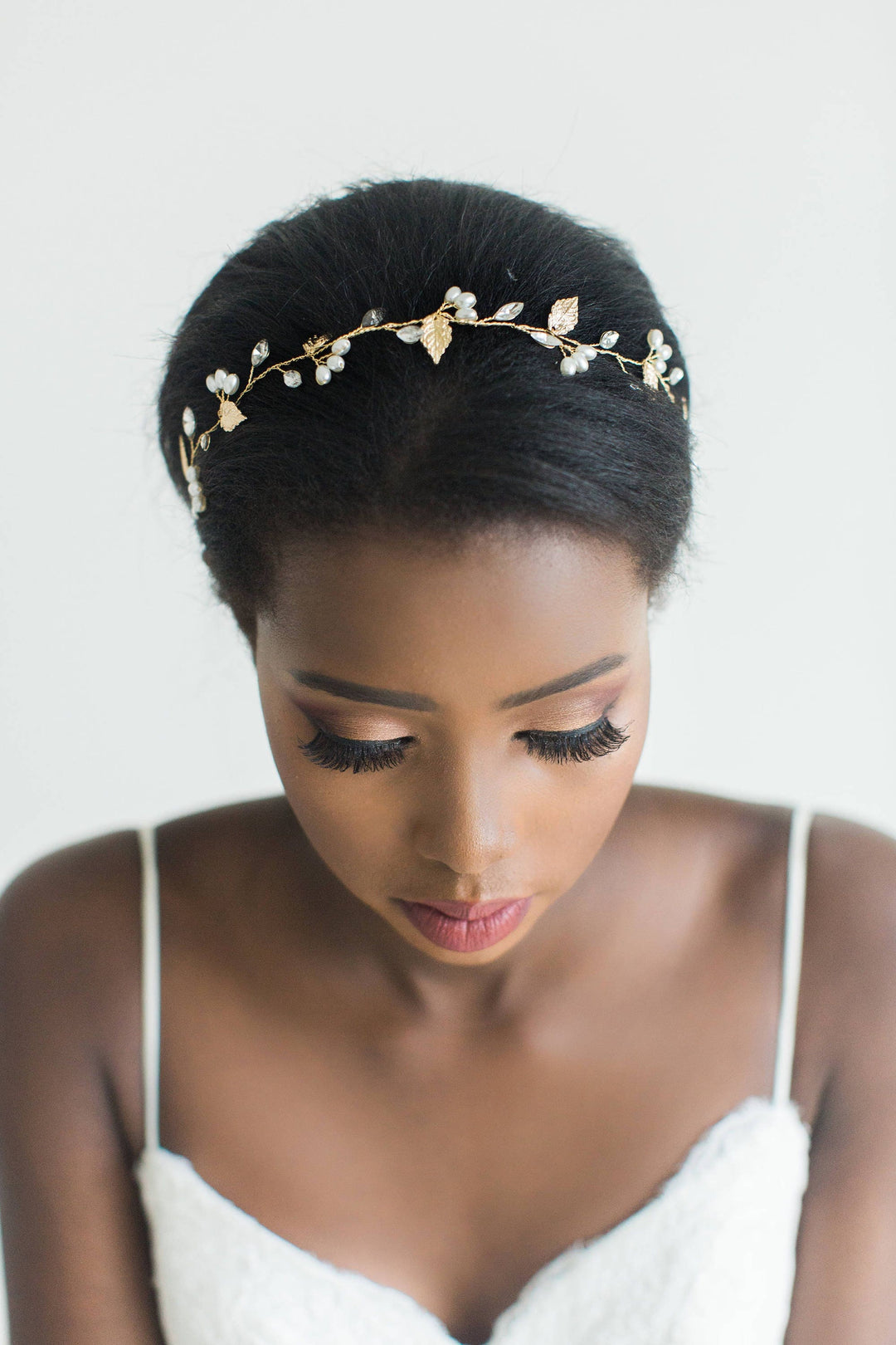 Gold Wedding Hair Vine, Freshwater Pearl Bridal Headpiece, Gold Leaf Pearl Bridal Headband, Wedding Hair Vine, Boho Crystal Vine - wire, crystal rhinestones, freshwater pearls, metal leaves