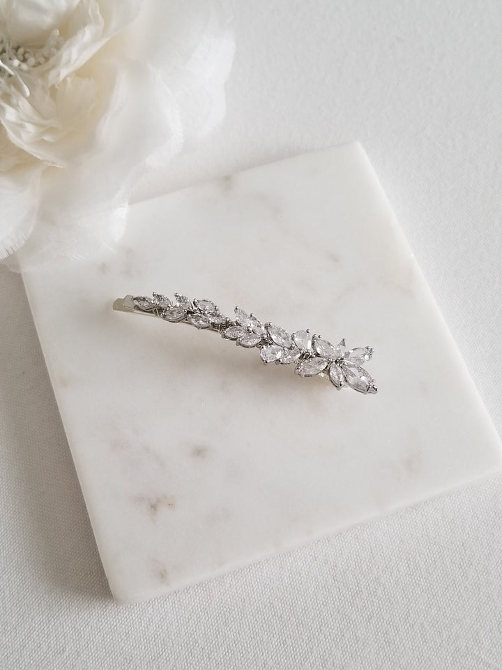 Cubic Zirconia Bridal Hair Clip, Wedding Hair Slide Accessory, CZ Bridal Hair Clip, Crystal Hair Pin, CZ Wedding Bobby Pin For Bride - wire, metal hair pin, cubic zirconias in settings