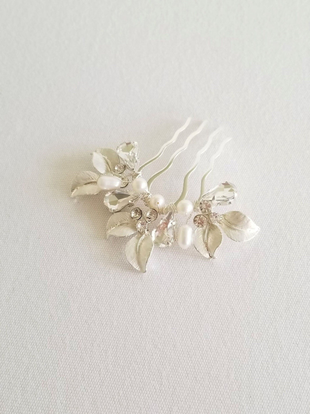 Wedding Hair Comb, Freshwater Pearl Floral Bridal Hair Comb, Gold Leaf Crystal Freshwater Pearl Hair Comb - freshwater pearls, wire, rhinestones, gold comb, metal leaves