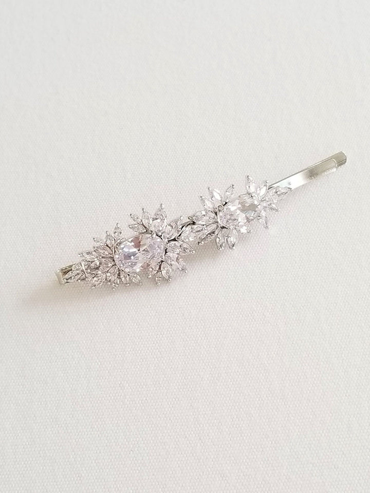 Wedding Hair Clip, Wedding Hair Accessory, CZ Bridal Hair Clip, Crystal Hair Pin, CZ Wedding Bobby Pin - silver toned components, wire, cubic zirconias, hair clip