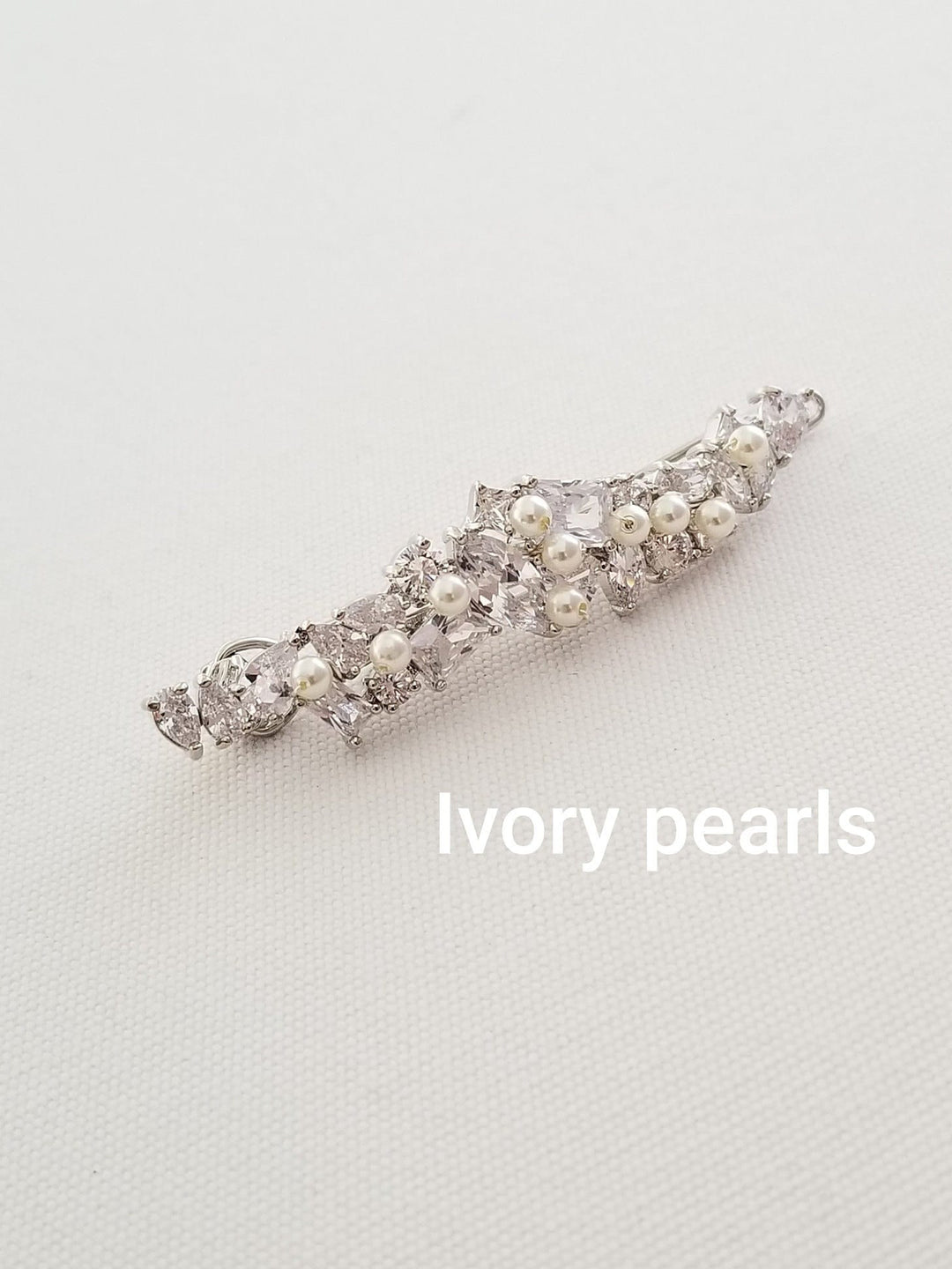 Wedding Hair Clip, Bridal Hair Clip, Pearl & CZ Bridal Clip, Pearl Wedding Clip, CZ Pearl Bridal Hair Clip - silver toned components, wire, Swarovski pearls, cubic zirconias, clip