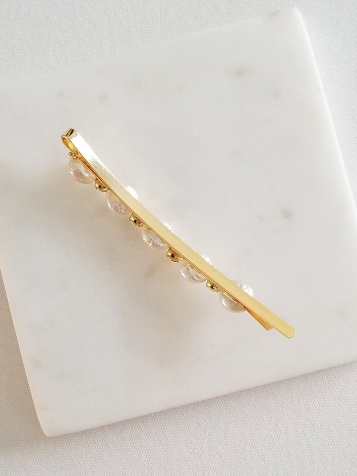 Pearl Wedding Hair Clip, Freshwater Pearl Rhinestone Bobby Pin, Pearl Bridal Bobby Pin, Bridal Crystal Pearl Hair Clip - rhinestones, bobby pin, freshwater pearls, wire