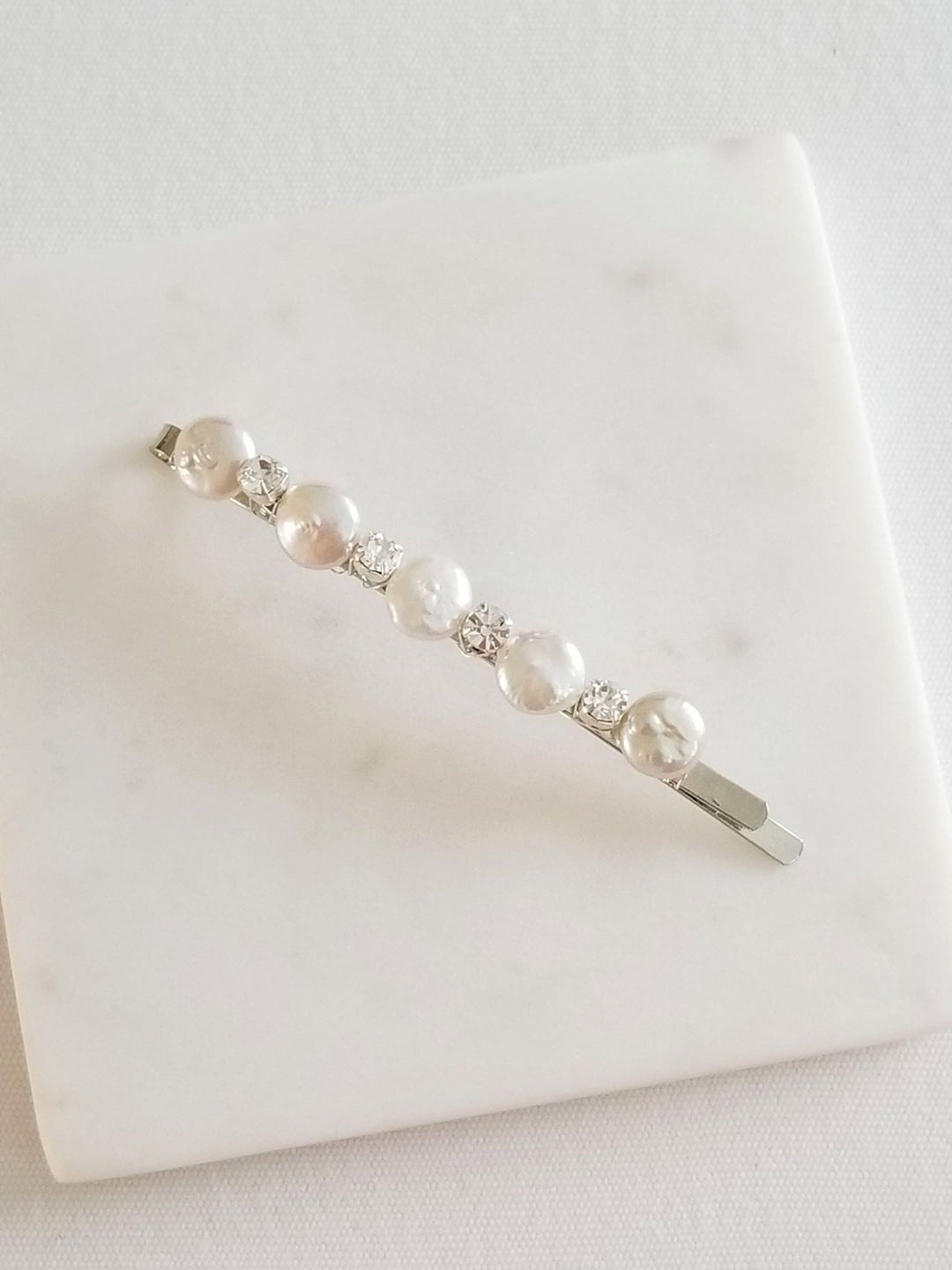 Pearl Wedding Hair Clip, Freshwater Pearl Rhinestone Bobby Pin, Pearl Bridal Bobby Pin, Bridal Crystal Pearl Hair Clip - rhinestones, bobby pin, freshwater pearls, wire