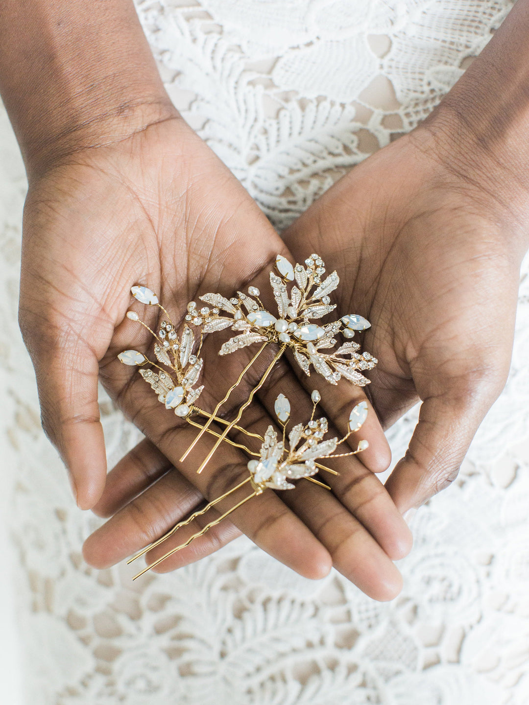 Gold Wedding Hair Pins, Gold Pearl Hair Pins, Pearl Wedding Hair Pins, Crystal Freshwater Pearl, White Opal Crystal Bridal Hair Pins - Metal Hair Pins, Wire, Freshwater Pearls, Navette Rhinestones