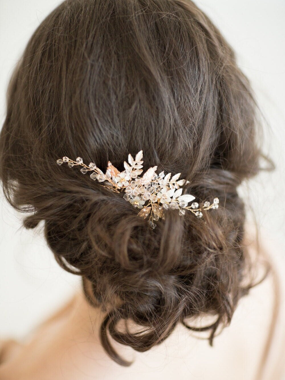 Bridal Hair Comb, Crystal Wedding Hair Comb, Silver Wedding Hair Comb - crystals, rhinestones, wire, metal comb, metal leaves, mother of pearl flowers