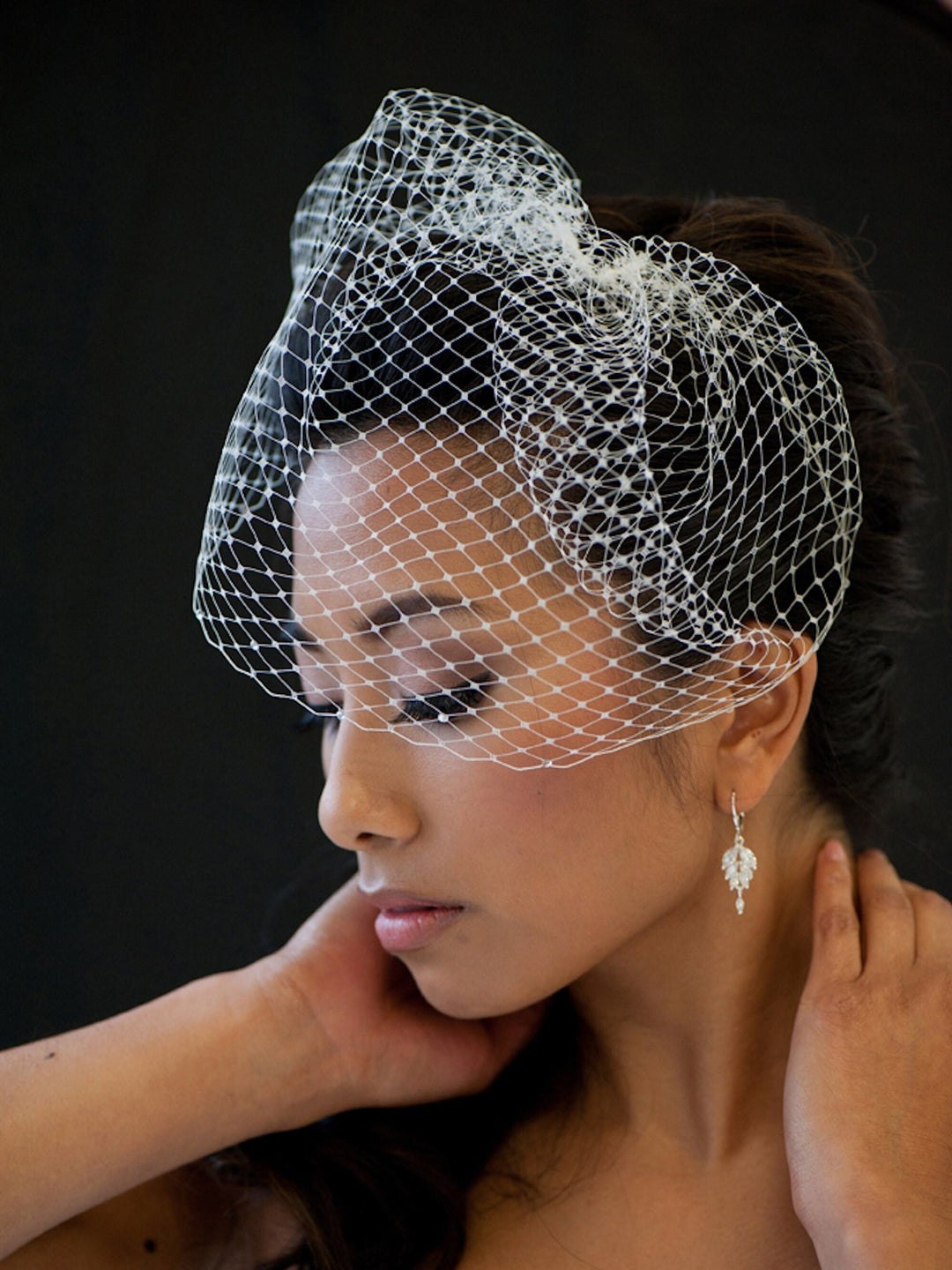 Wedding Birdcage Veil, 9 Inch Birdcage Veil, Wedding Veil, Short Birdcage Veil, Bridal Veil - silver metal comb, thread, netting