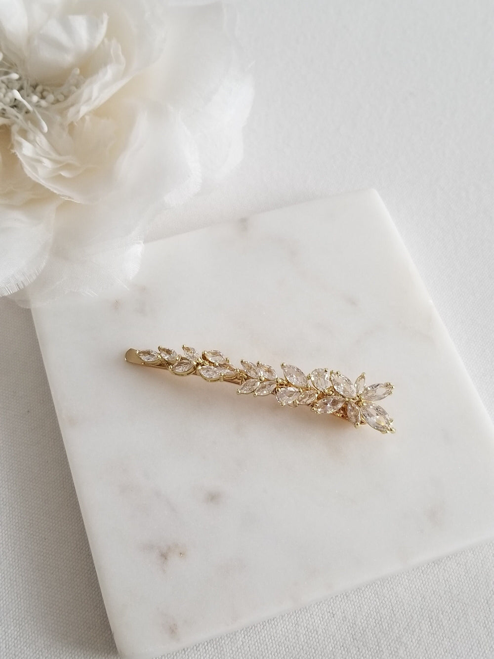 Cubic Zirconia Bridal Hair Clip, Wedding Hair Slide Accessory, CZ Bridal Hair Clip, Crystal Hair Pin, CZ Wedding Bobby Pin For Bride - wire, metal hair pin, cubic zirconias in settings