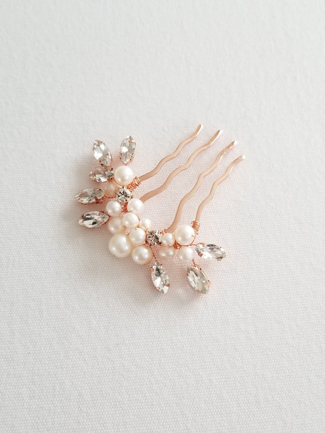 Freshwater Pearl Wedding Hair Comb, Small Pearl Crystal Bridal Hair Comb, Pearl Hair Comb for Bride - freshwater pearls, crystal rhinestones, wire, metal comb