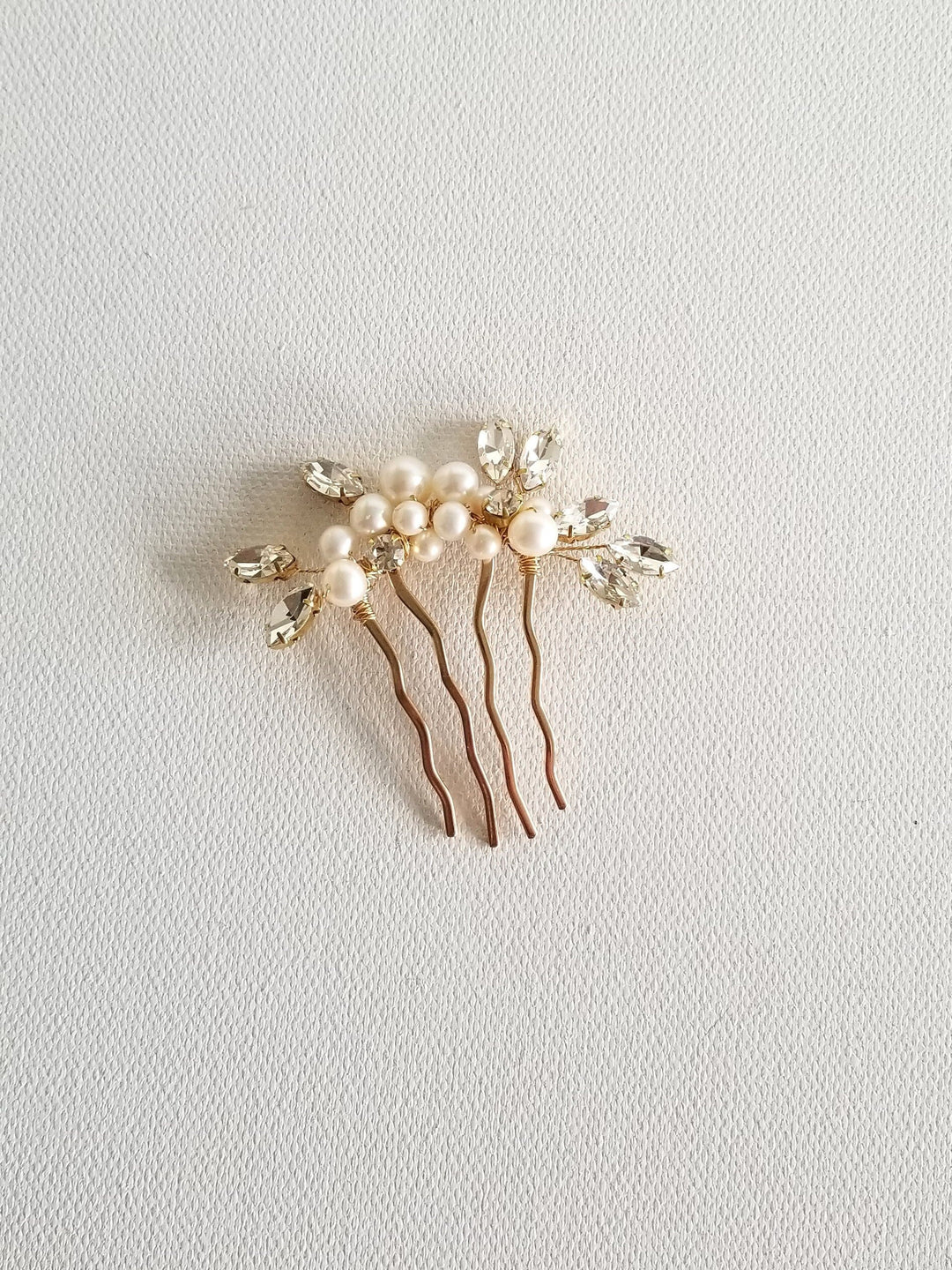 Freshwater Pearl Wedding Hair Comb, Small Pearl Crystal Bridal Hair Comb, Pearl Hair Comb for Bride - freshwater pearls, crystal rhinestones, wire, metal comb