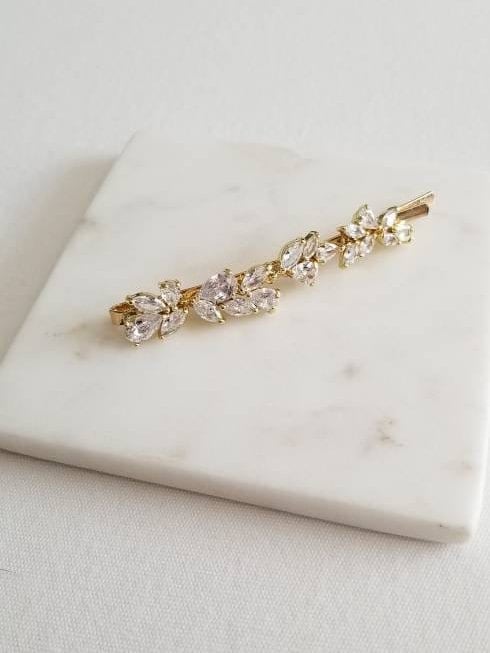 Wedding Hair Clip, Wedding Hair Accessory, CZ Bridal Hair Clip, Crystal Hair Pin, CZ Wedding Bobby Pin - cubic zircons, silver toned components, wire