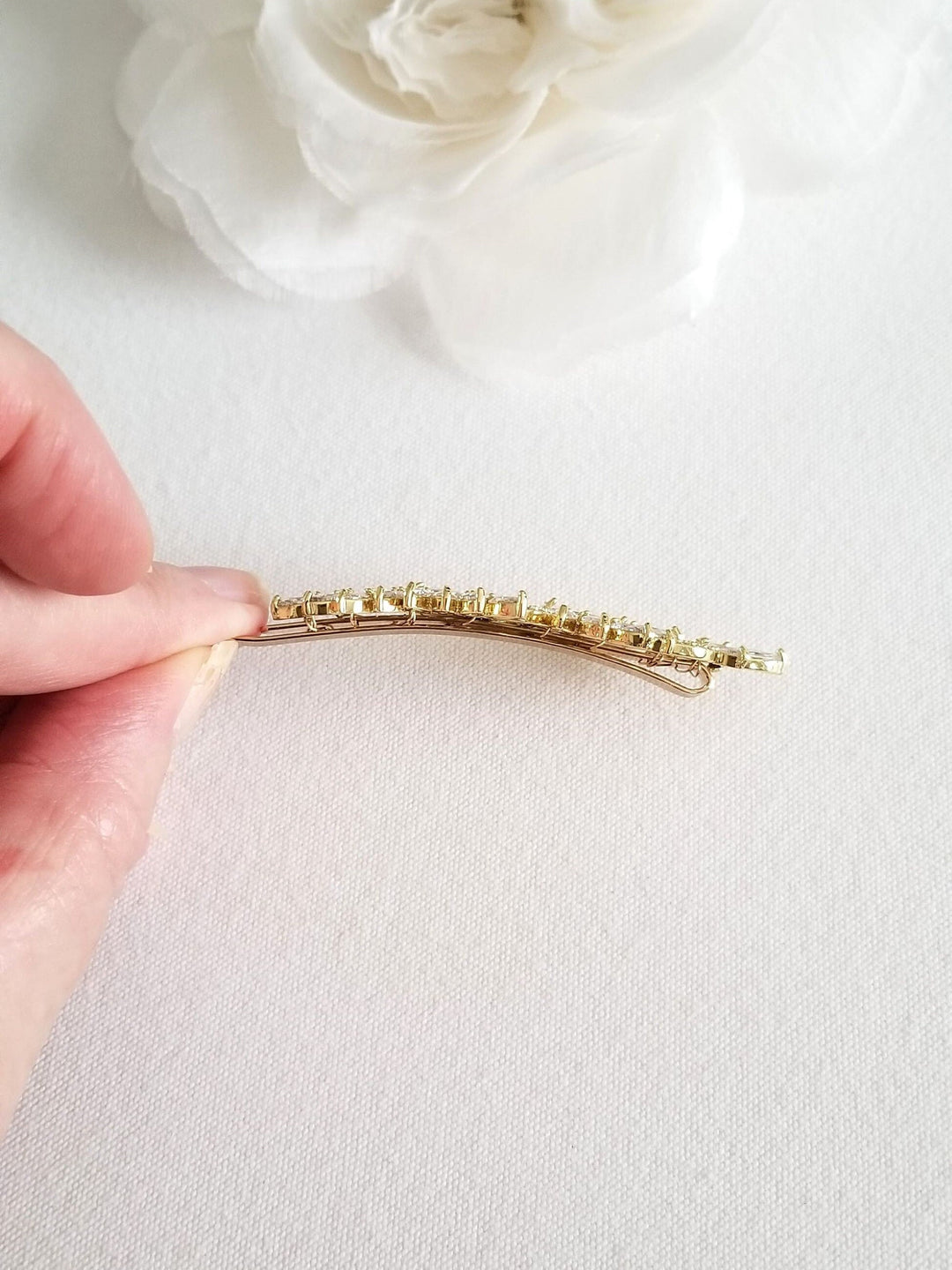 Wedding Side Hair Clip, Wedding Hair Accessory, Silver Cubic Zirconia Bridal Hair Clip, Crystal Hair Pin, Gold CZ Wedding Bobby Pin - silver toned components, wire, metal hair clip, cubic zirconias