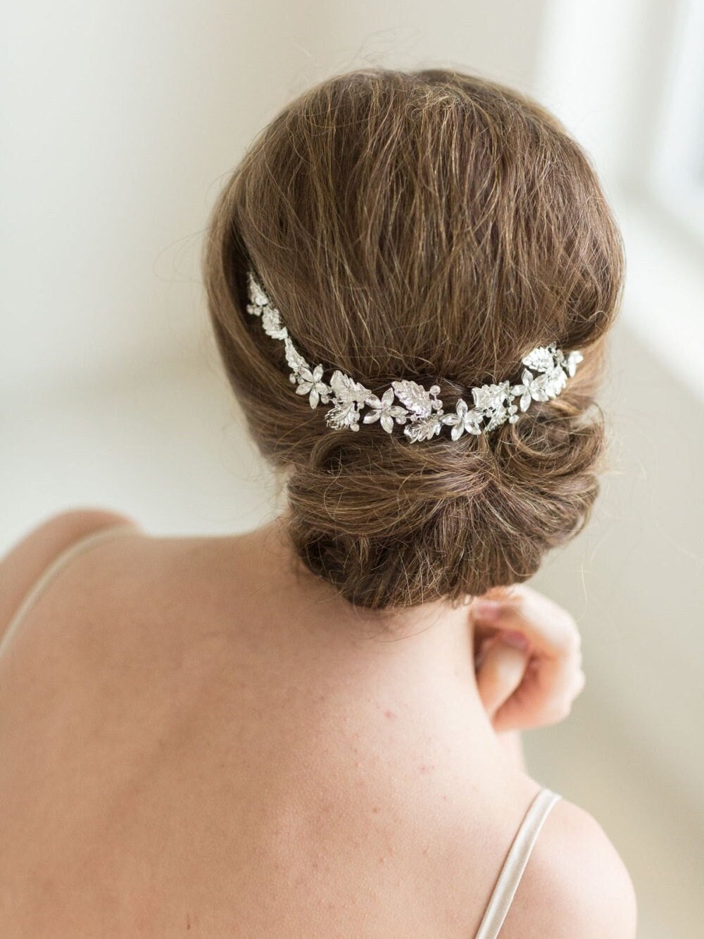 Crystal Vine Headpiece, Wedding Headband, Bridal Rhinestone Headband, Ribbon Headband - rhinestones, wire, metal components