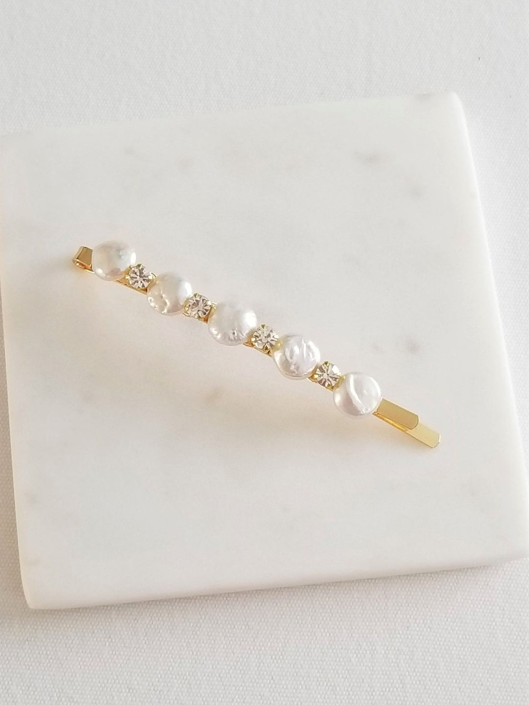 Pearl Wedding Hair Clip, Freshwater Pearl Rhinestone Bobby Pin, Pearl Bridal Bobby Pin, Bridal Crystal Pearl Hair Clip - rhinestones, bobby pin, freshwater pearls, wire