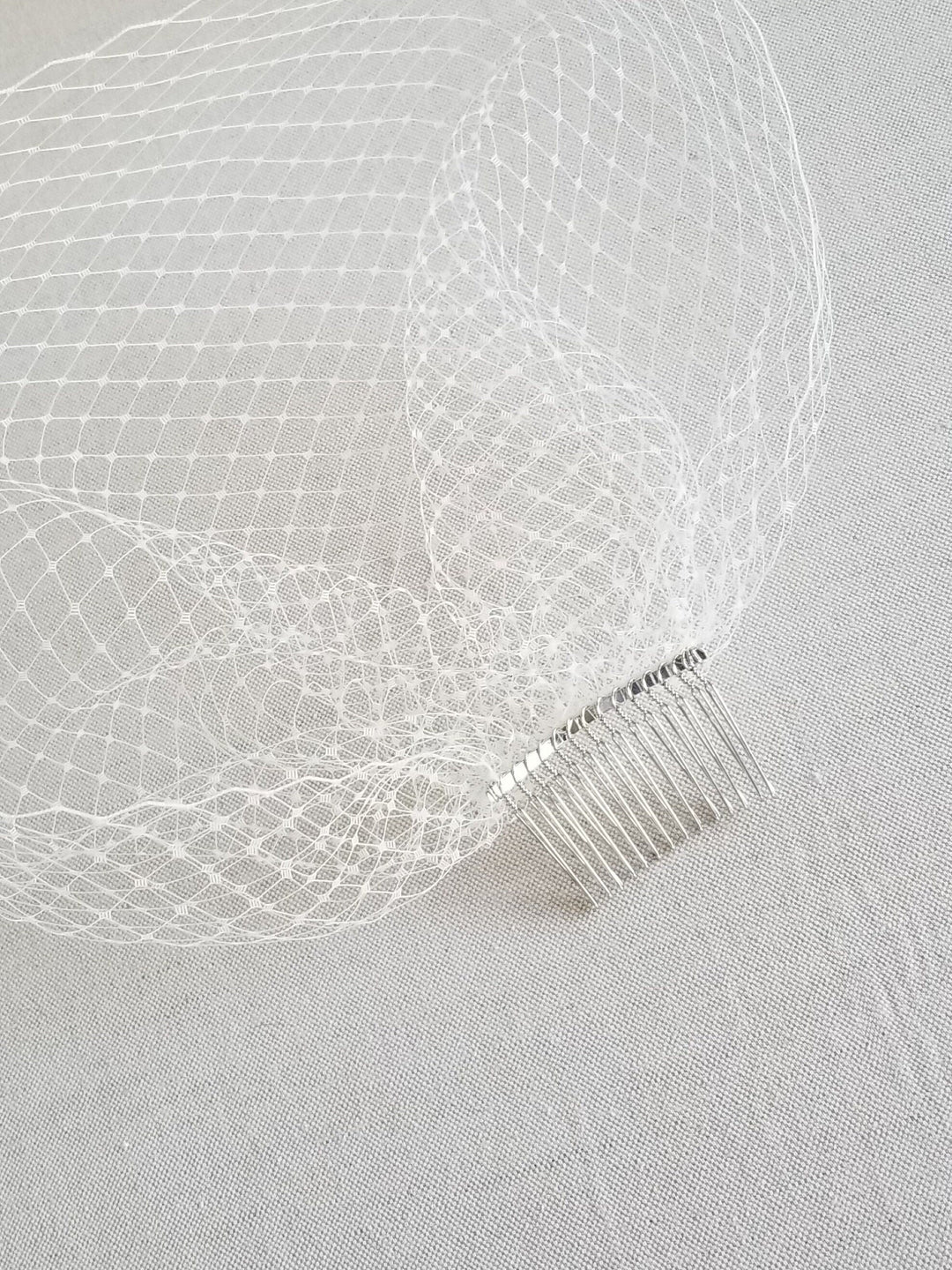 Wedding Birdcage Veil, 9 Inch Birdcage Veil, Wedding Veil, Short Birdcage Veil, Bridal Veil - silver metal comb, thread, netting