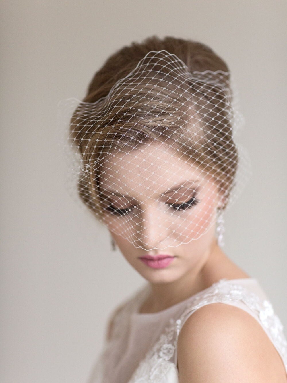 Birdcage Wedding Veil, Wedding Birdcage Veil, Bandeau Veil, Bridal Veil, Net Veil, Wedding Veil - thread, metal comb, veil netting