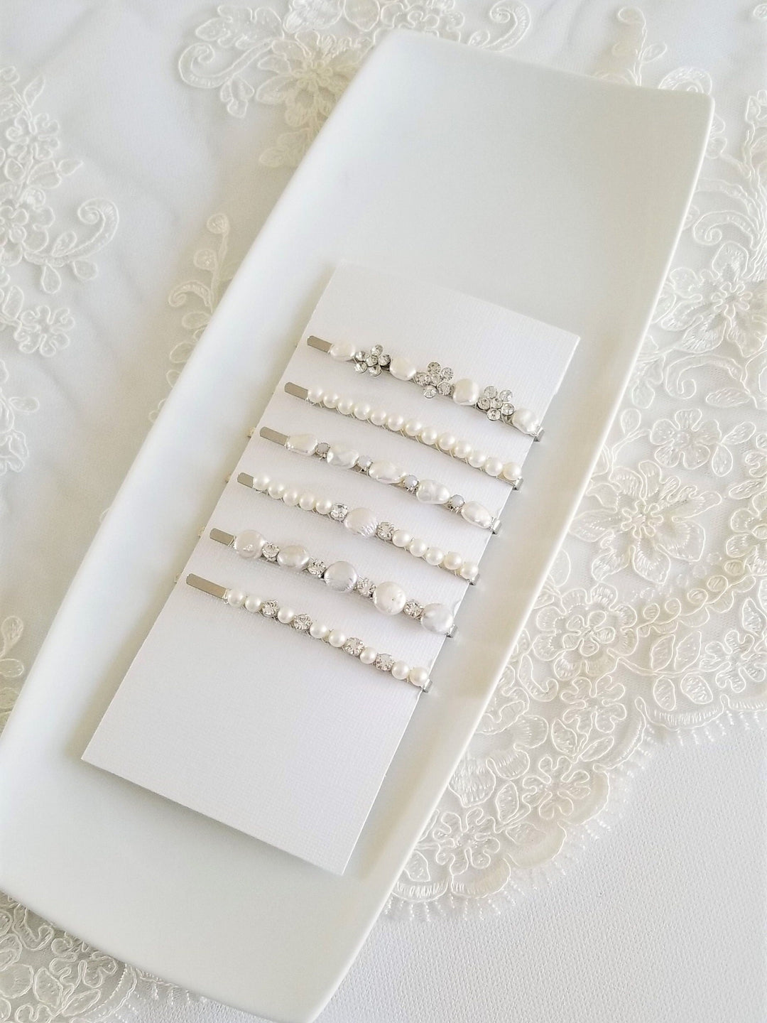 Real Pearl Wedding Hair Clip, Freshwater Pearl Rhinestone Bobby Pin, Pearl Bridal Bobby Pin, Bridal Crystal Pearl Hair Slide - rhinestones, bobby pin, freshwater pearls, wire