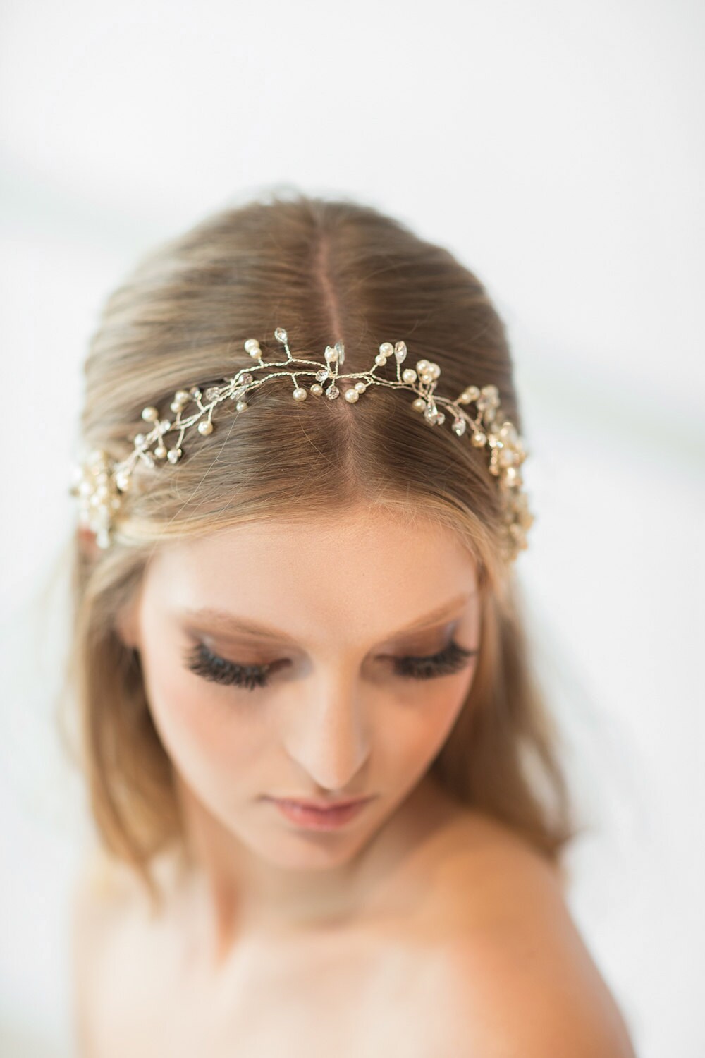 Wedding Hair Vine, Pearl Bridal Headpiece, Crystal Bridal Hairpiece, Boho Floral Headpiece, Pearl Headpiece, Wedding Headband - wire, crystal rhinestones, metal combs, Swarovski pearls, metal leaves, Swarovski crystal balls