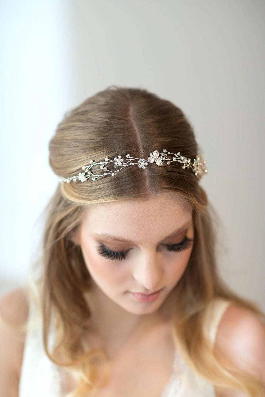 Wedding Hair Vine, Boho Bridal Headpiece, Bridal Hairpiece, Gold Hair Vine, Bridal Hair Vine, Rose Gold Wedding Headpiece - wire, crystal rhinestones, metal leaves, freshwater pearls, seed beads, double sided ribbon, pearlized metal flowers, faux pearls