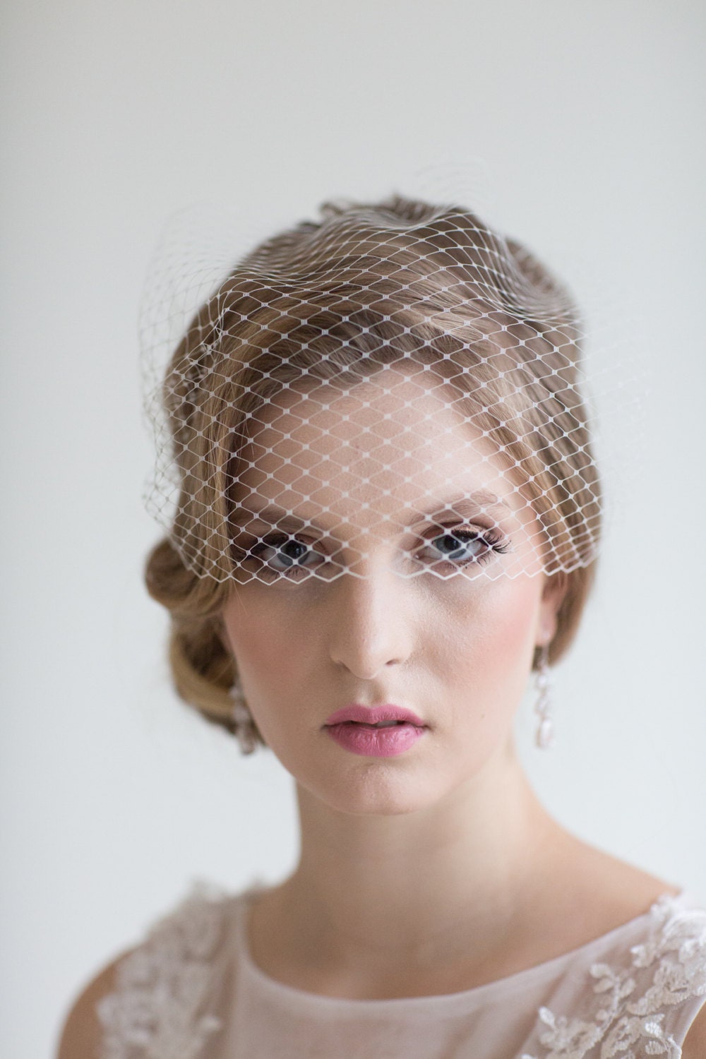 Birdcage Wedding Veil, Wedding Birdcage Veil, Bandeau Veil, Bridal Veil, Net Veil, Wedding Veil - thread, metal comb, veil netting